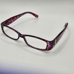 Kate Womens Purple Pink Leopard Animal Print Plastic Full Frame Reading Glasses